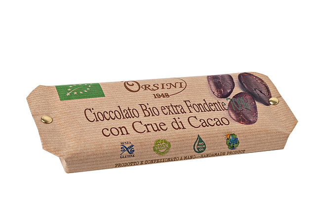 Barretta Di Cioccolato Extra Fondente Biologico 70% Cacao E Granella Di Cacao
