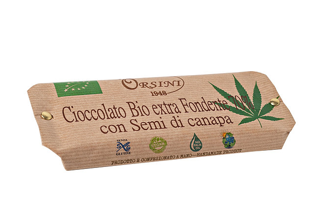 Barretta Di Cioccolato Extra Fondente Biologico 70% Cacao E Semi Di Canapa