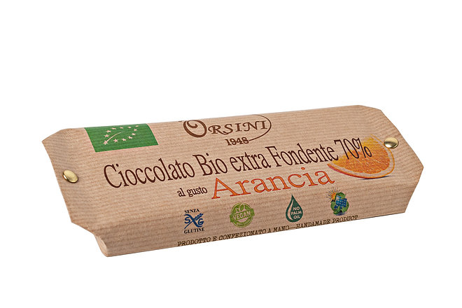 Tavoletta Di Cioccolato Extra Fondente Biologico 70% Cacao Gusto Arancia