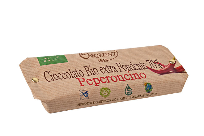 Barretta Di Cioccolato Extra Fondente Biologico 70% Cacao Gusto Peperoncino