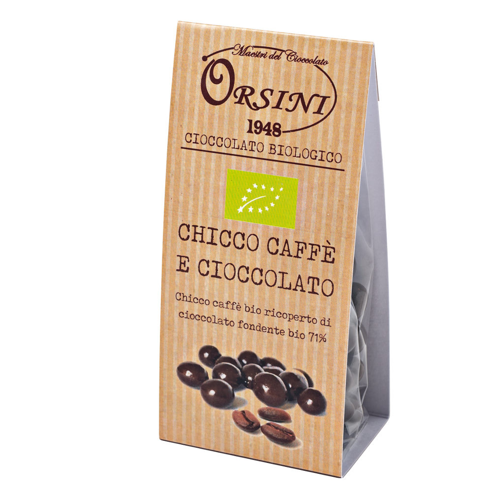 Caffè Biologico In Grani Ricoperti Di Cioccolato Extra Fondente 70% Cacao