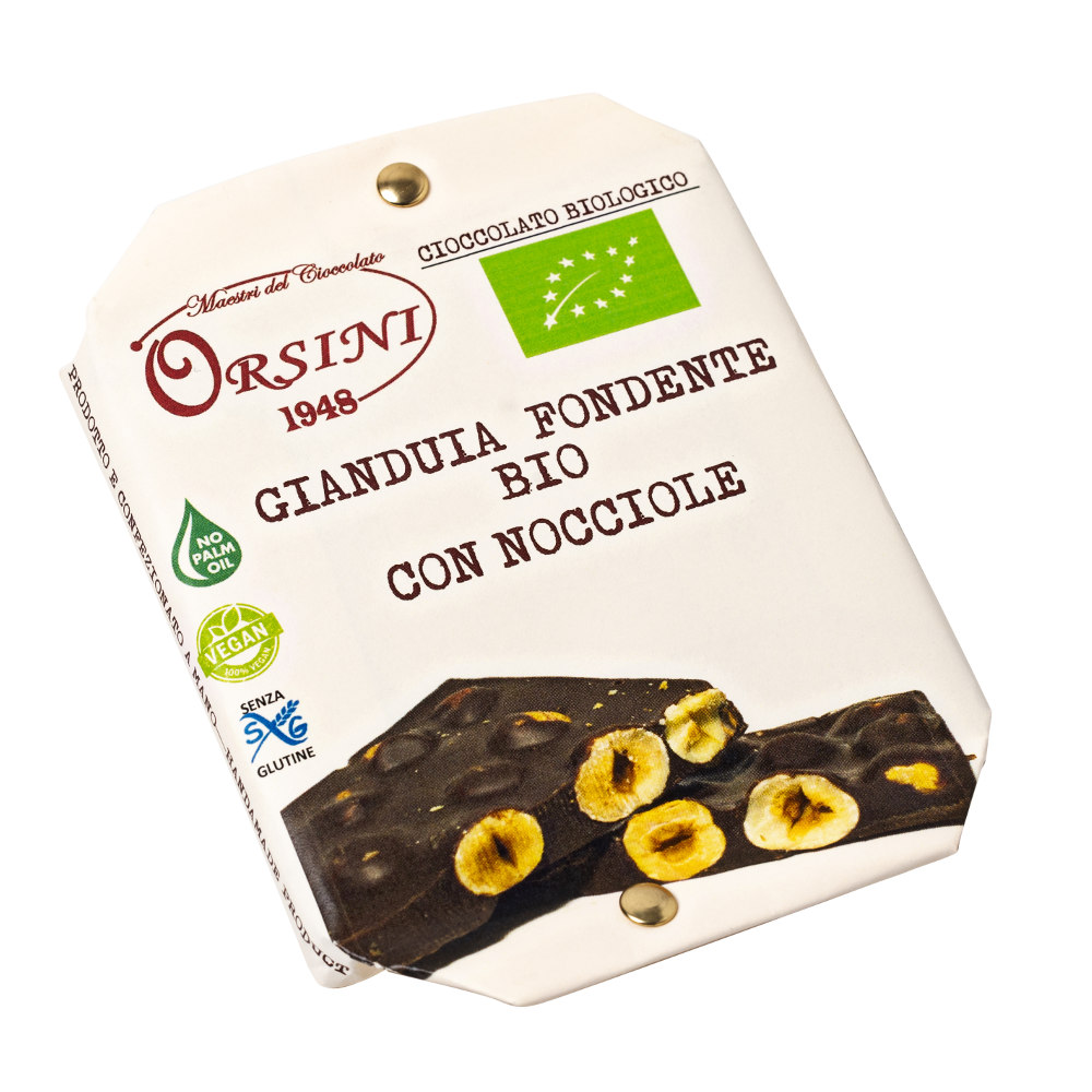 Piastrella Biologica Di Gianduia Extra Fondente Co Nocciole Intere Italiane