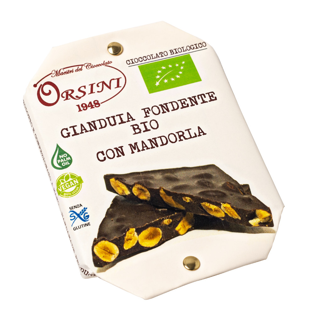 Piastrella Di Latte Di Gianduia Biologico Con Mandorle Intere Italiane