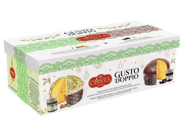 Panettone Gusto Doppio Con Crema Pistacchio E Crema Cioccolato Dell'Etna